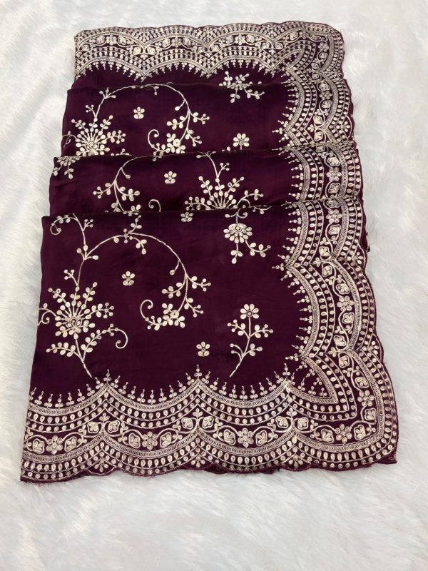 Buy New Designer Cut Work Saree - With Zari Pita Work