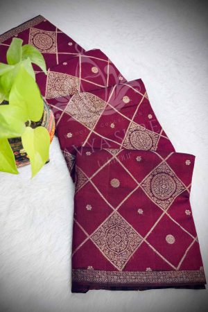 Regal Dark Wine Pure Banarasi Silk Saree with Rich Zari Border