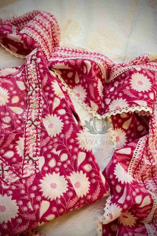 Mof Mul Cotton Anarkali with Chikankari Charm - Image 2