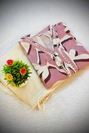 Onion Pink Handloom Cotton Straight-Cut Suit Set