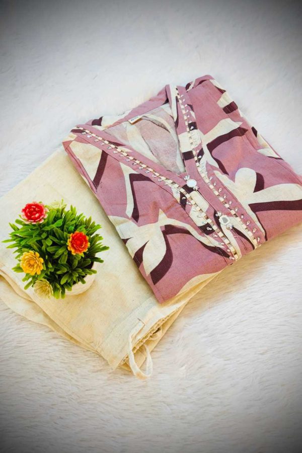 Onion Pink Handloom Cotton Straight-Cut Suit Set