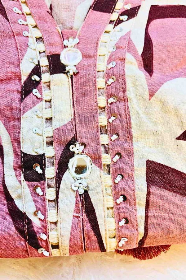 Onion Pink Handloom Cotton Straight-Cut Suit Set - Image 3
