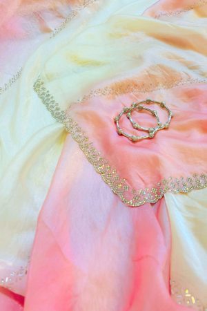 Soft Blush Pink & Off-White Tissue Silk Saree with Zari Highlights