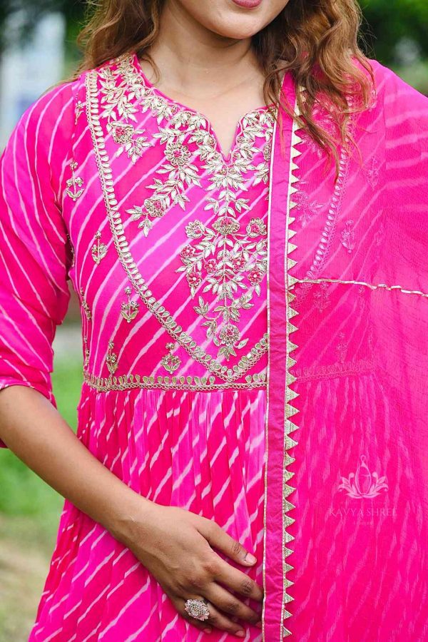 Pink Leheriya Sharara Suit With Gota Patti  for Festive Charm - Image 4
